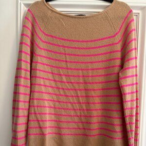 Vineyard Vines: Tan + Pink Striped Cashmere Sweater, Size Small